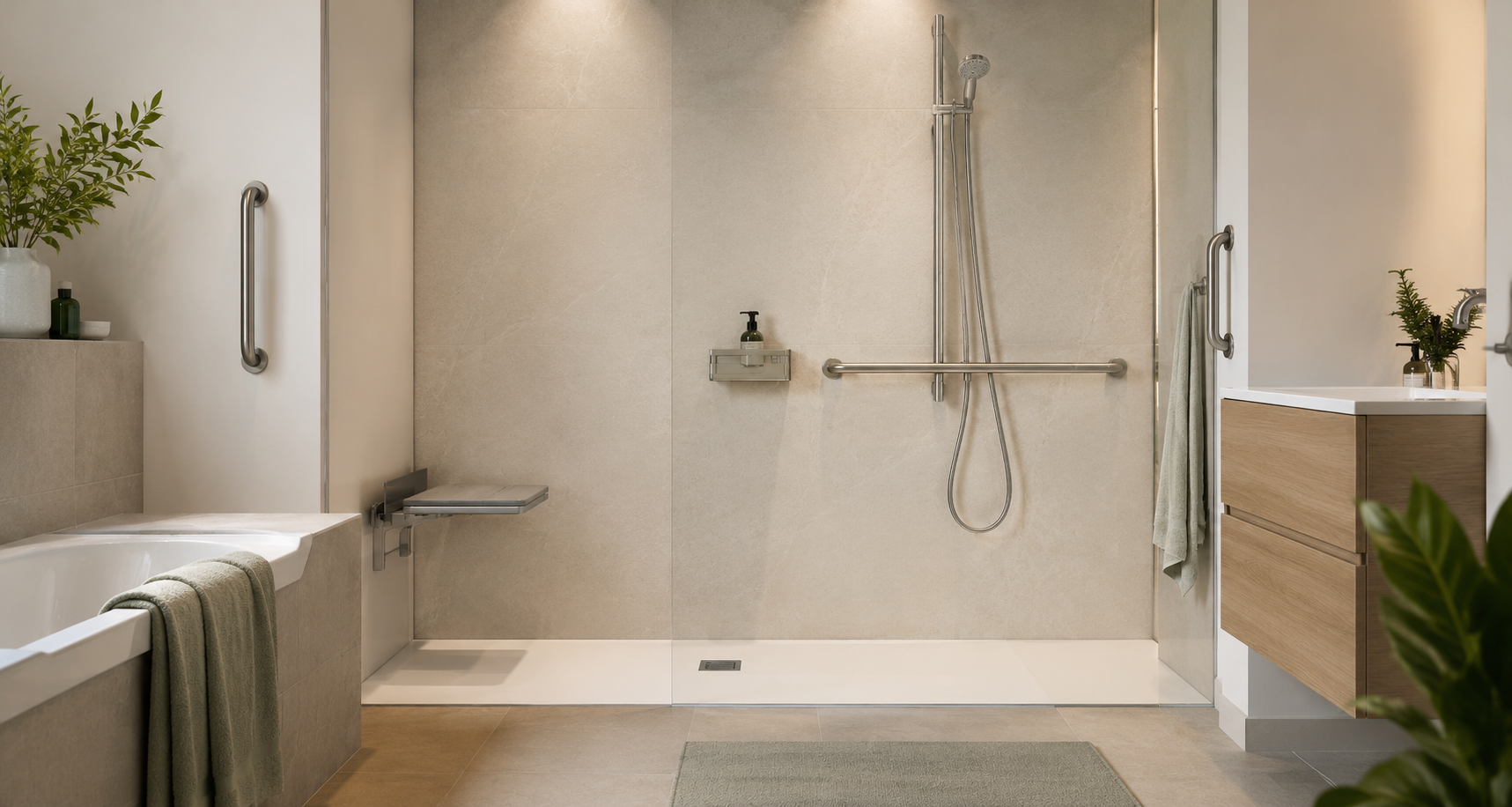 Moderne barrierearme Dusche nach Badewannenumbau im Wartburgkreis von Zarate Raumausstattung